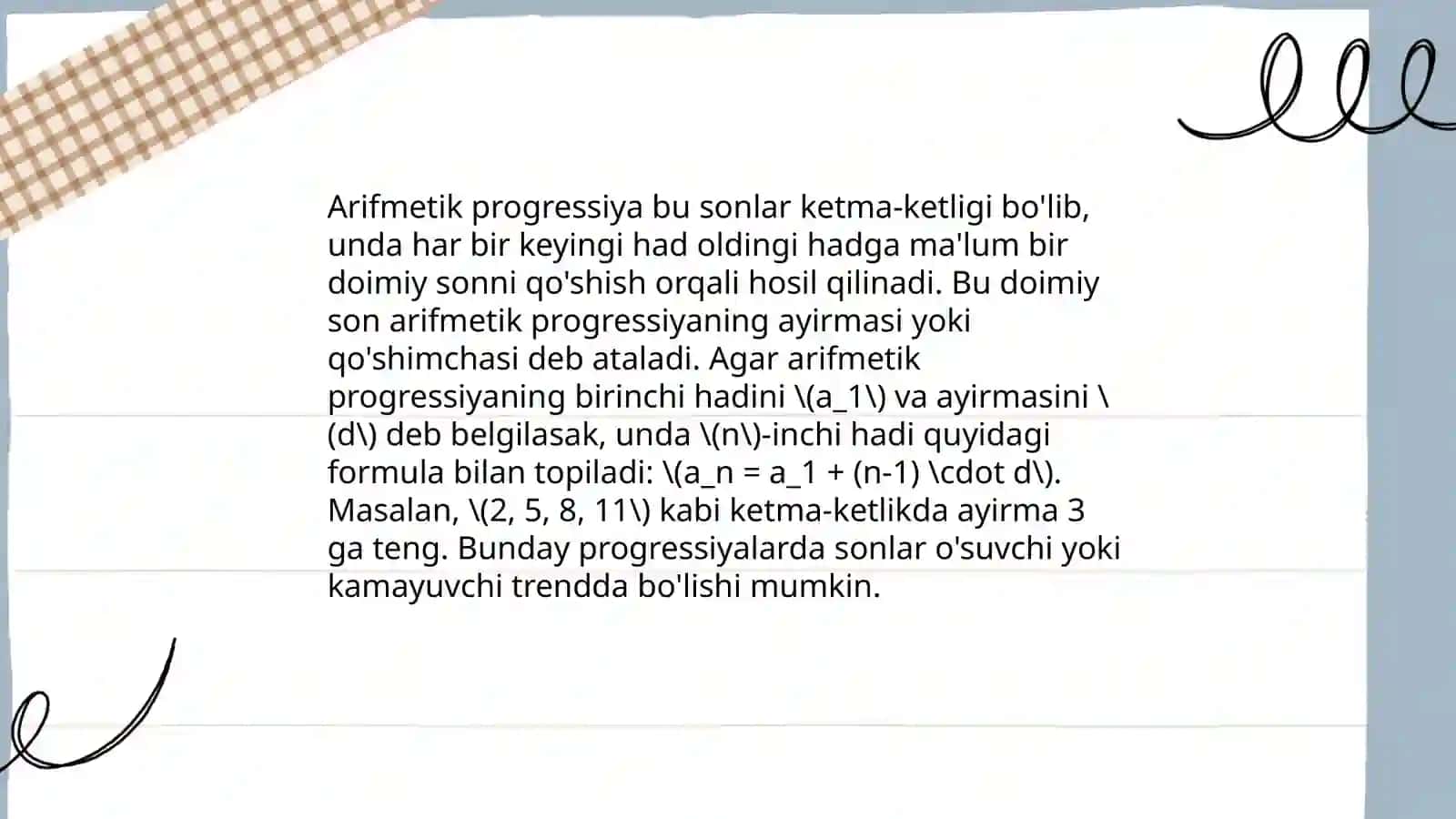 ARIFMETIK VA GEOMETRIK PROGRESSIYA 3