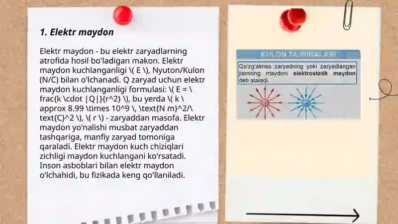 Elektr maydon.Maydon kuchlanganligi.Atom tuzilishi 3