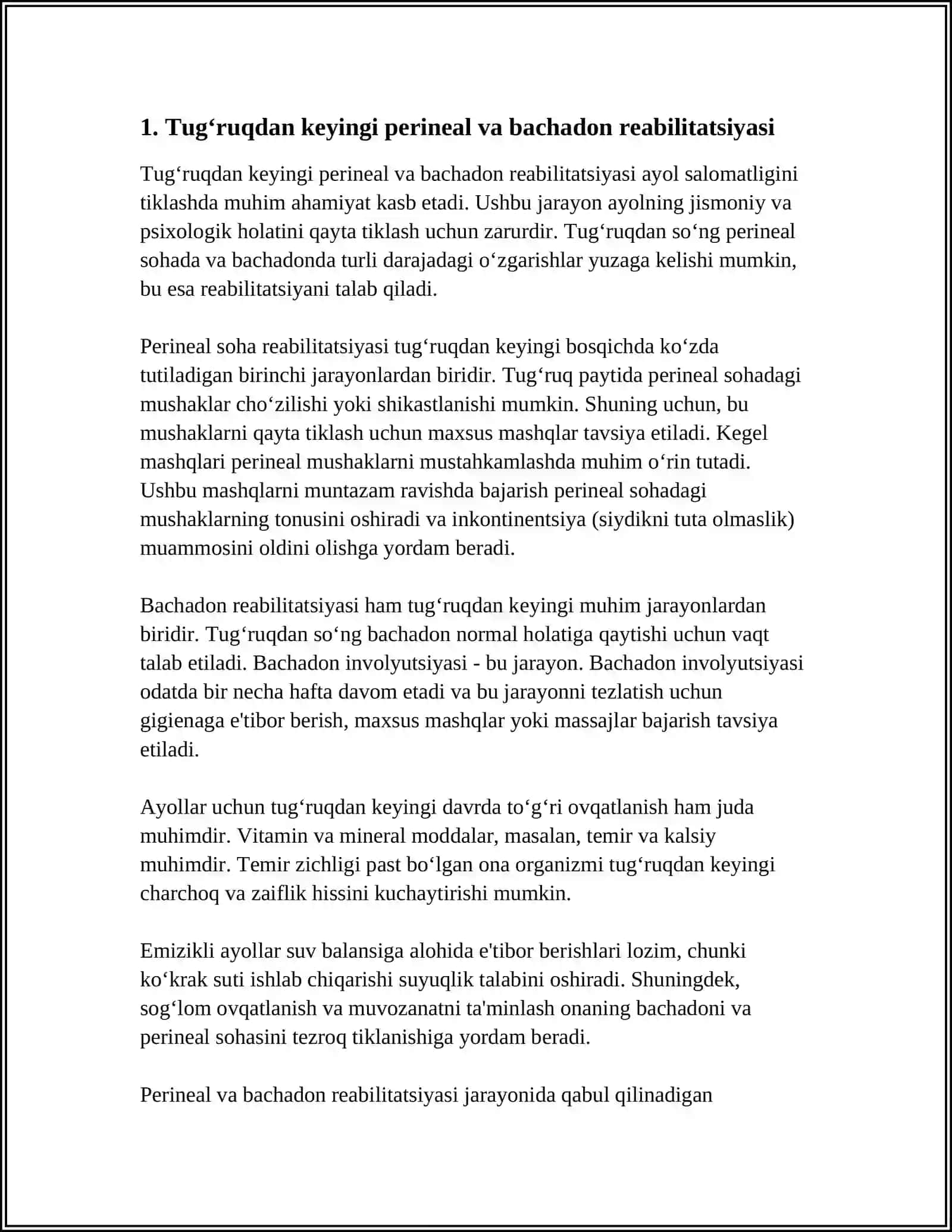 AKUSHER GINIKALOGIYADA REABILITATSIYA 3