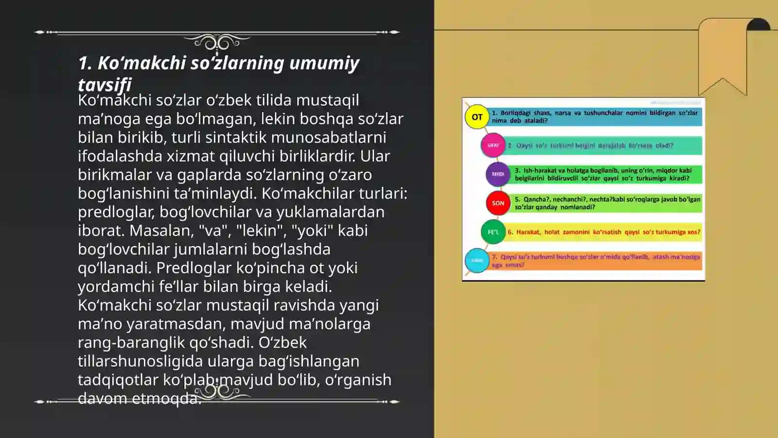 Koʻmakchi soʻz turkumi va ularning turlari 3