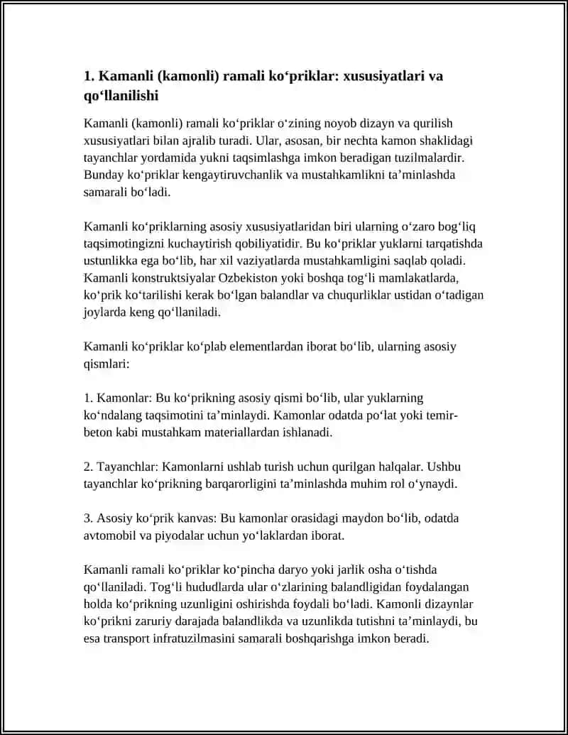 Kamanli (Kamonli) Ramali Ko'priklar: Xususiyatlari va Qo'llanilishi 3