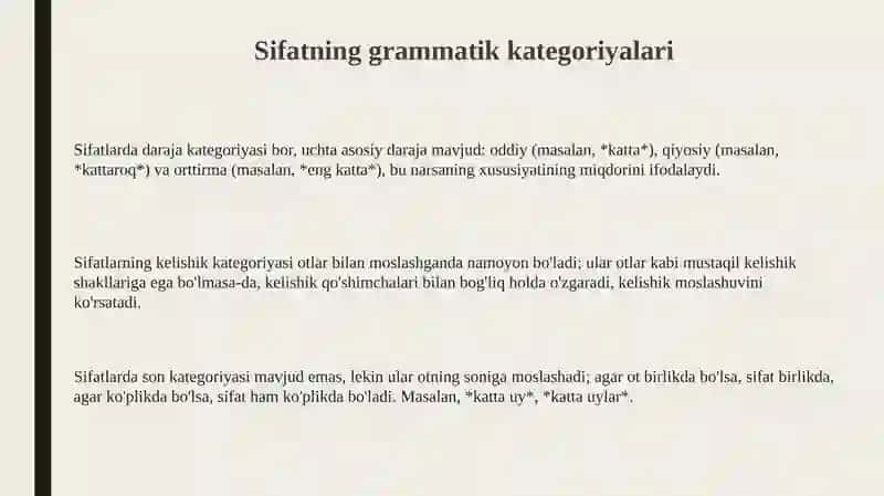 Sifatlarning grammatik kategoriyalari 3