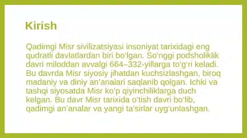 So‘nggi podsholiklik davrida Misr davlatining ichki va tashqi siyosati 3