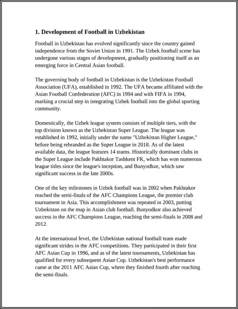Development of Football in Uzbekistan 3