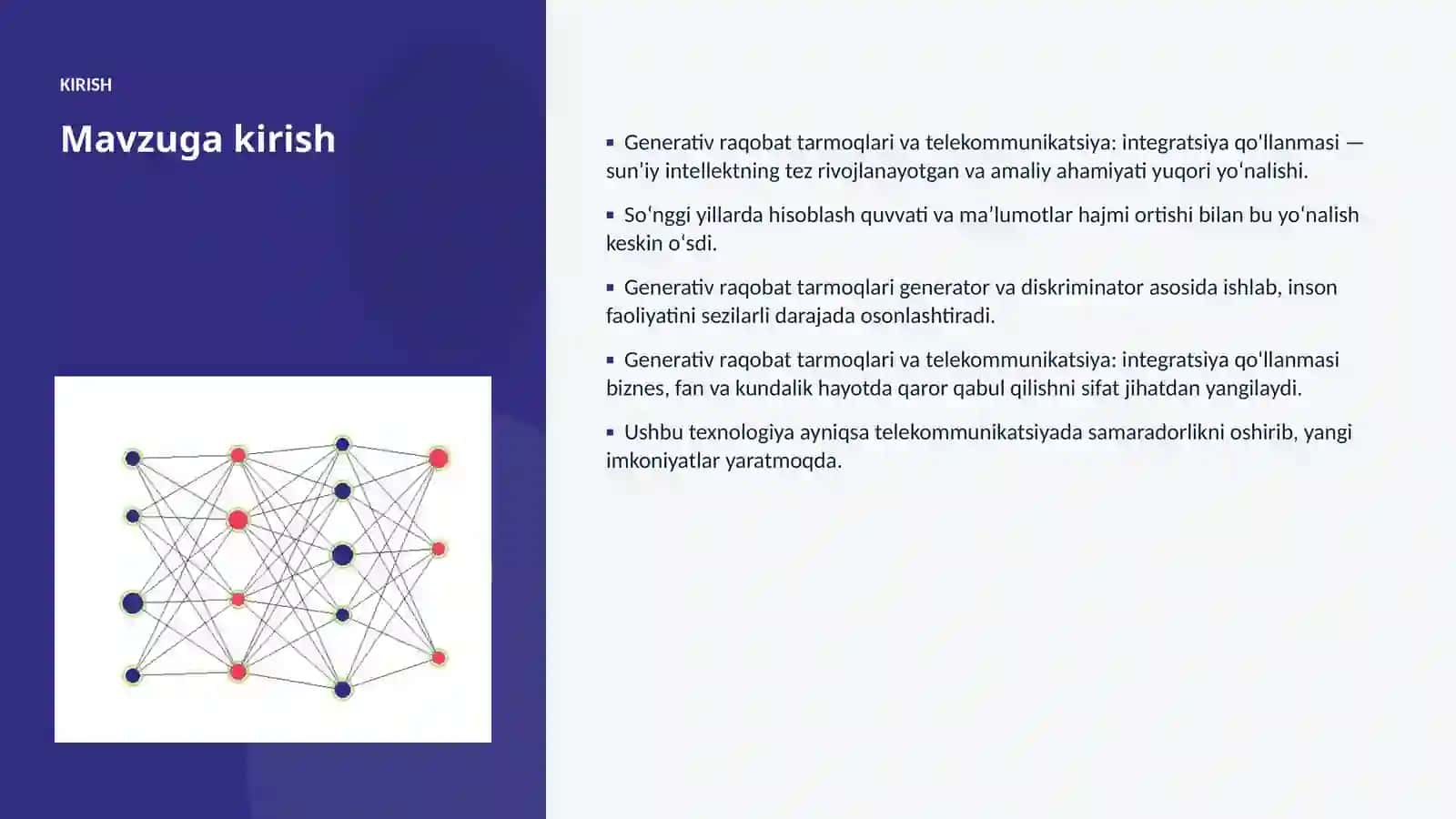 Generativ raqobat tarmoqlari va telekommunikatsiya: integratsiya qo'llanmasi 3