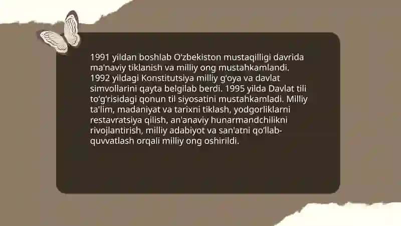 Mustaqillik yillarida Ózbekistonning manaviy va madaniy taraqqiyoti 3