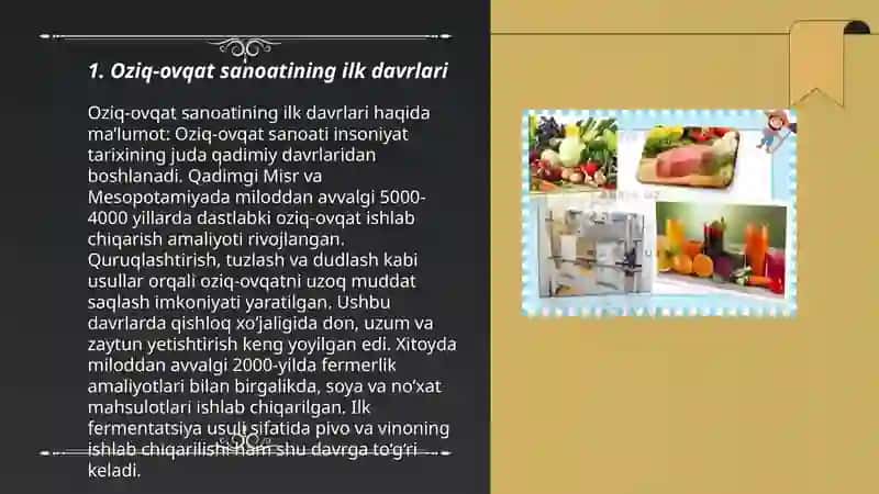 Oziq-ovqat sanoatining ilk davrlari 3