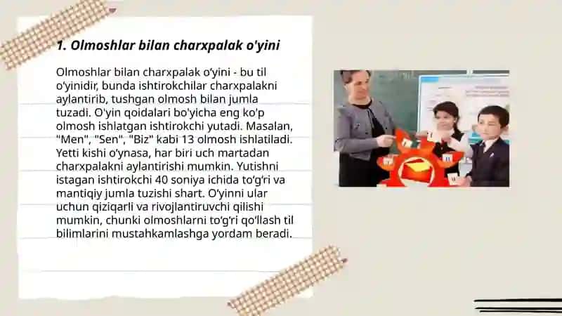 Olmoshlar bilan charxpalak o'yini 3