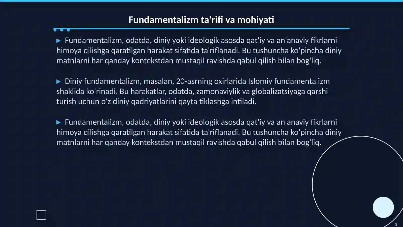 Fundamentalizmni kelib chiqish sabablari 3