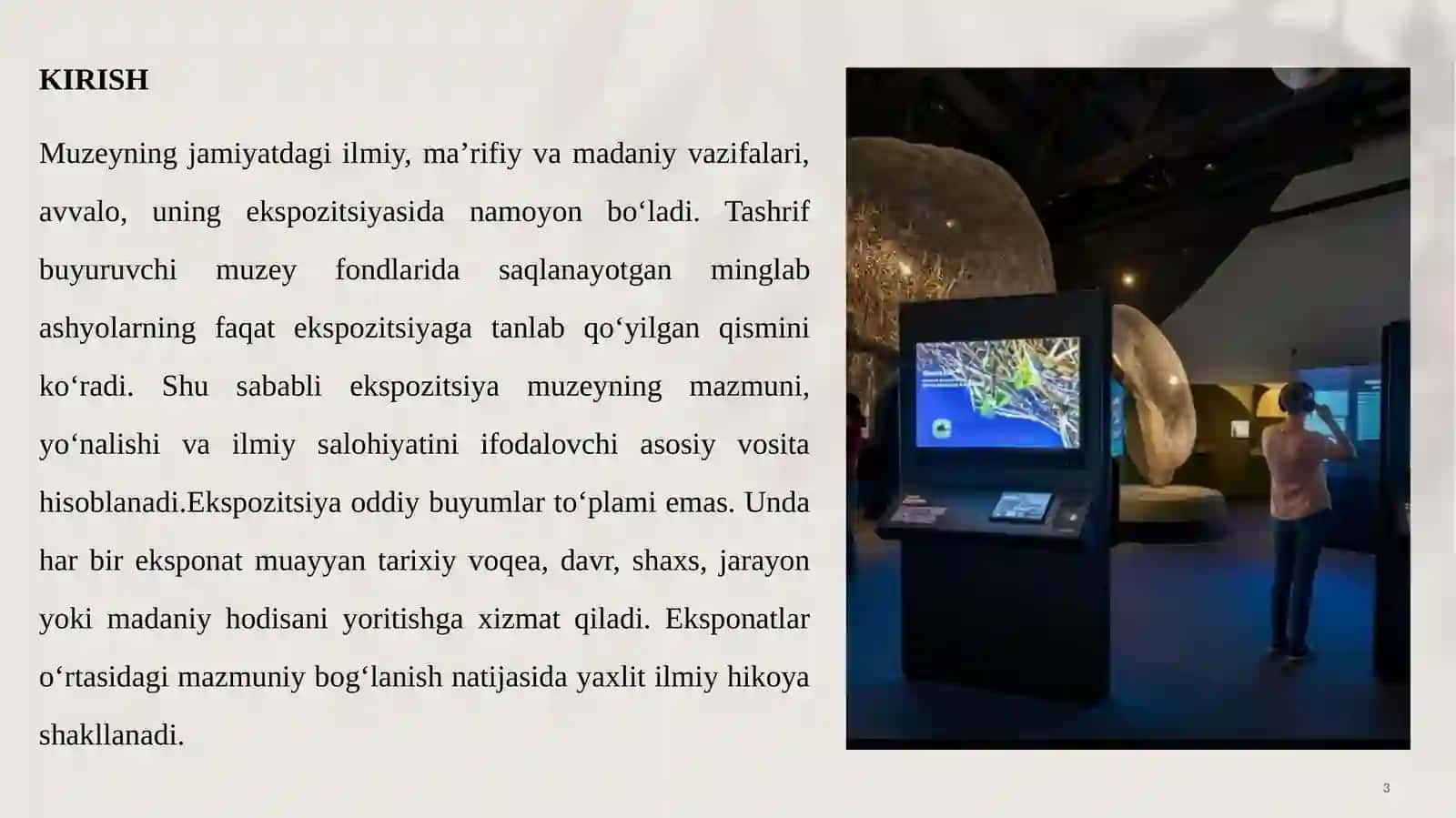 Muzey ekspozitsiyasi, badiiy-me’moriy yechimi va loyihalashning ilmiy asoslari 3