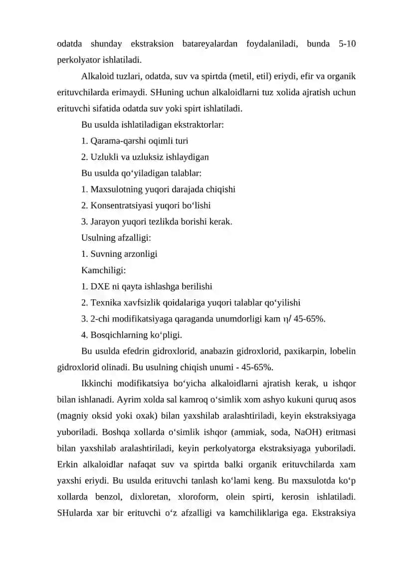 O‘simliklardan alkaloidlarni ajratish 3