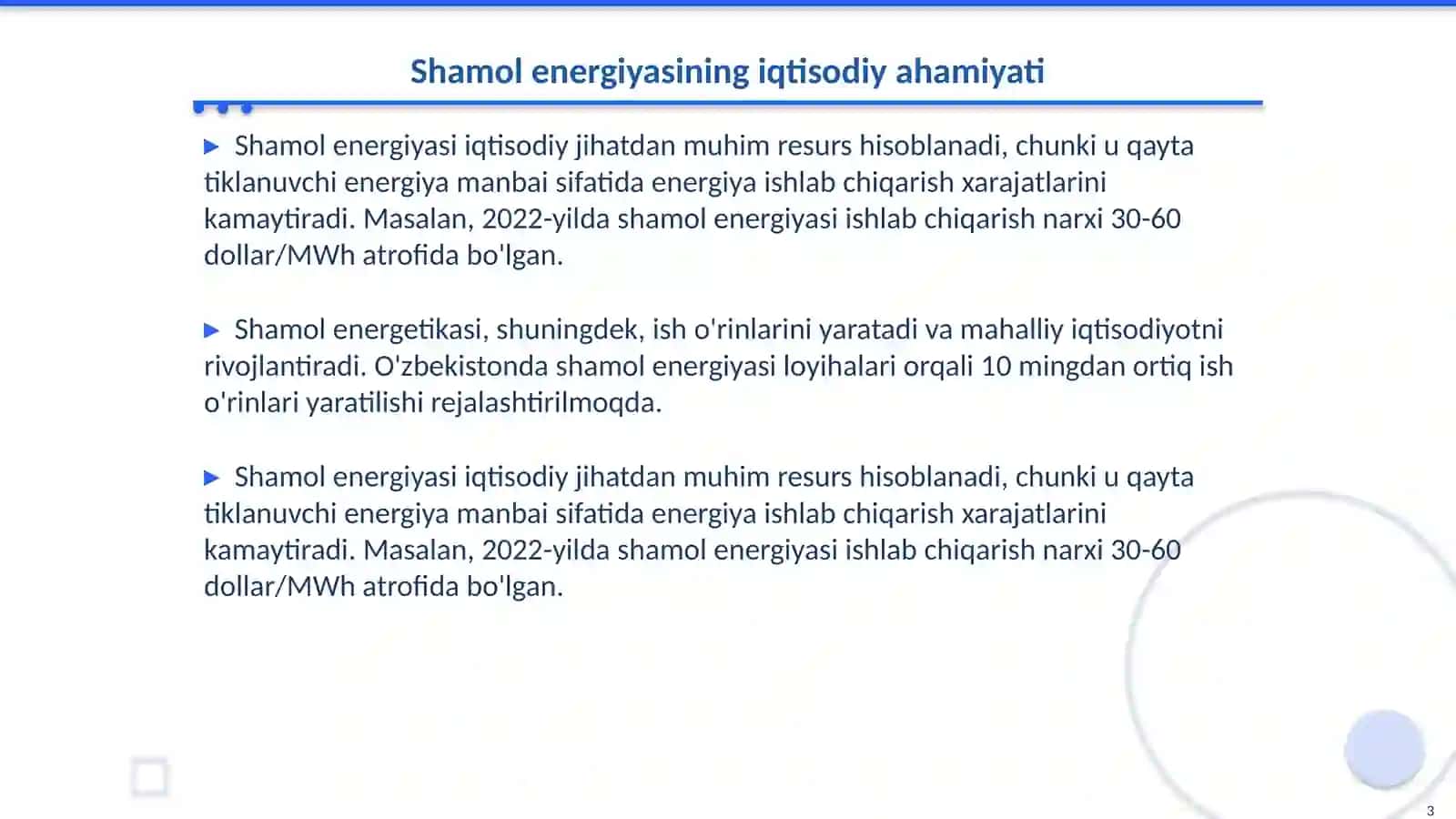 Shamol energetikasining iqtisodiy jihatlari 3