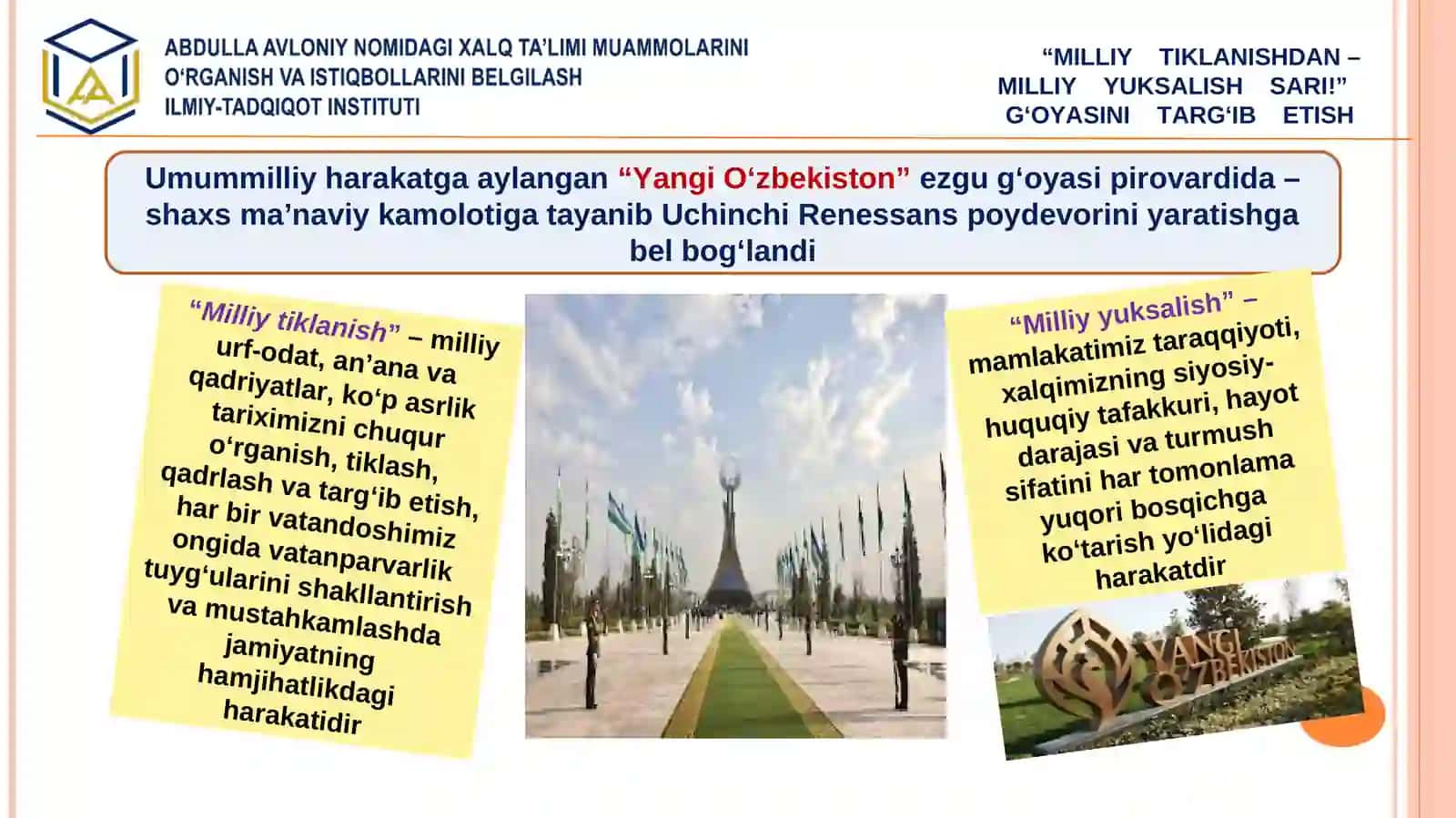 “MILLIY TIKLANISHDAN – MILLIY YUKSALISH SARI!” G‘OYASINI TARG‘IB ETISH 3