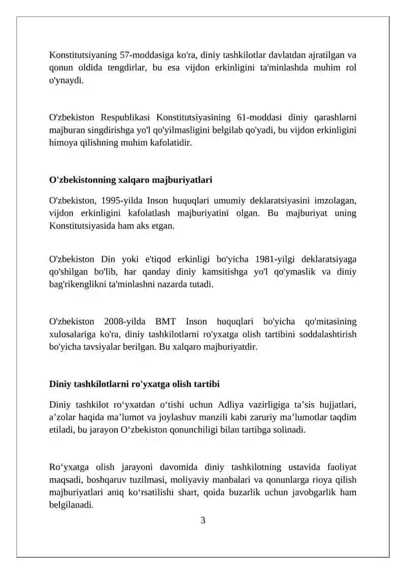 O'zbekistonda Vijdon erkinligi 3