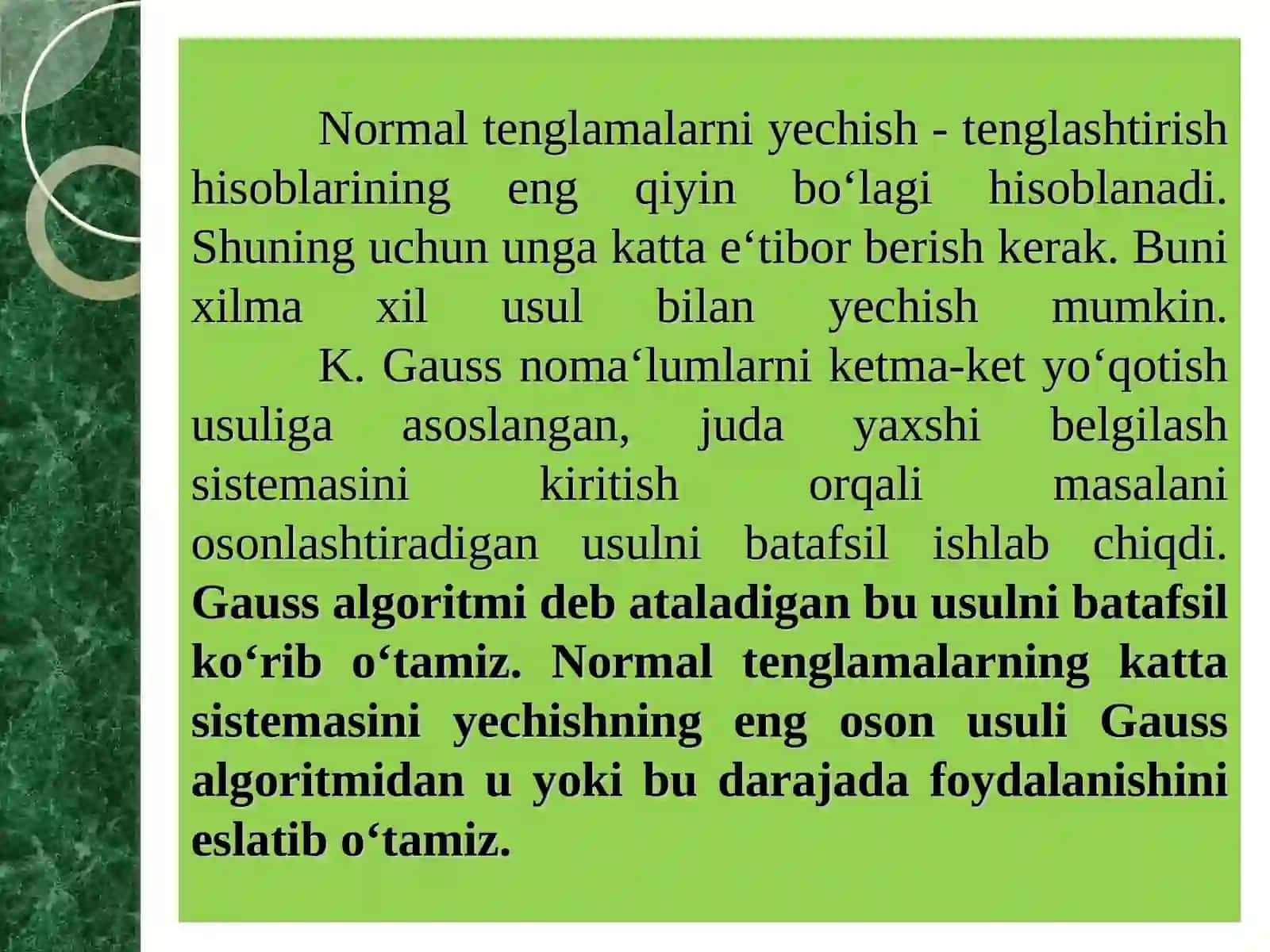 Normal tenglamalarni yechish 3