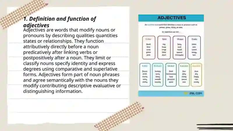 Definition and function of adjectives 3