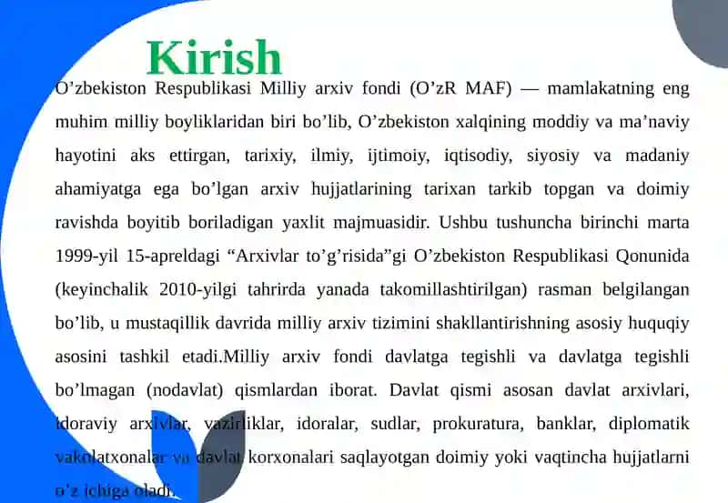 O’zbekiston Milliyarxiv fondi tushunchasi 3