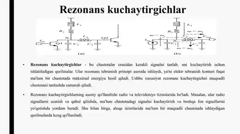 Rezonans va past chastotali kuchaytirgichlar, ularning radio 3