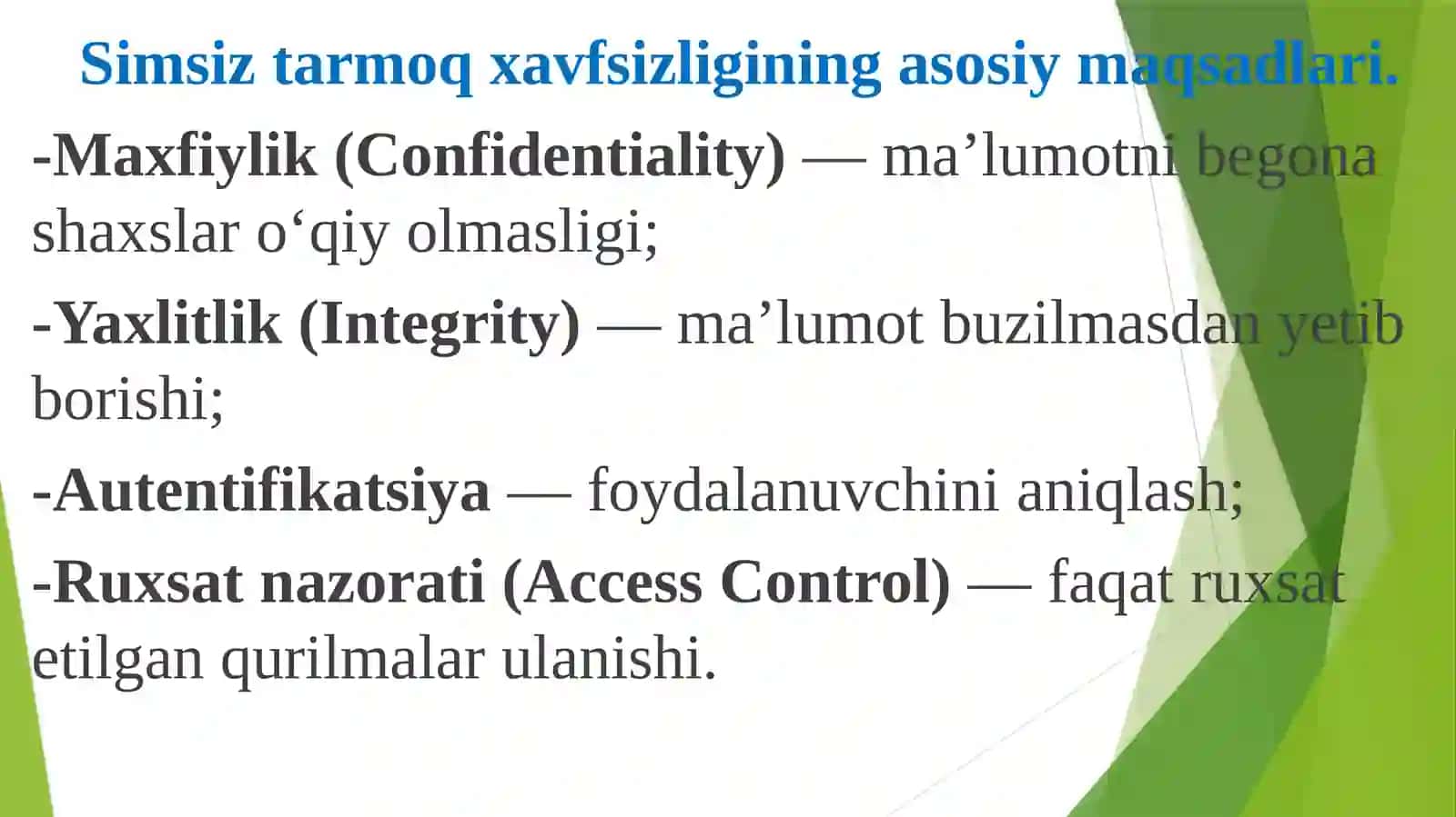 Simsiz tarmoq xavfsizligi (Wireless Network Security) 3