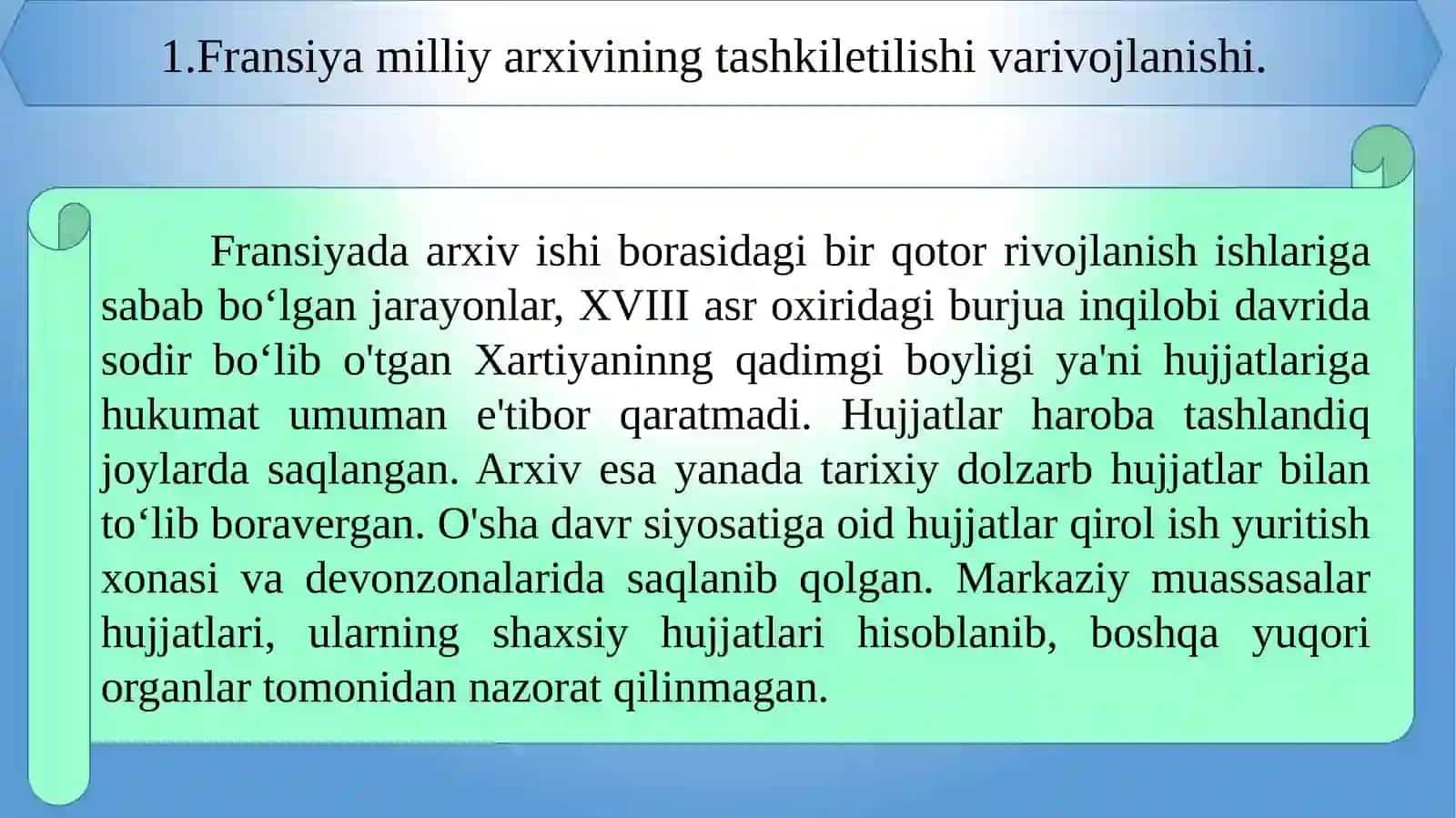 JAHON ARXIVLARI TARIHI FANIDAN MUSTAQIL ISHI 3