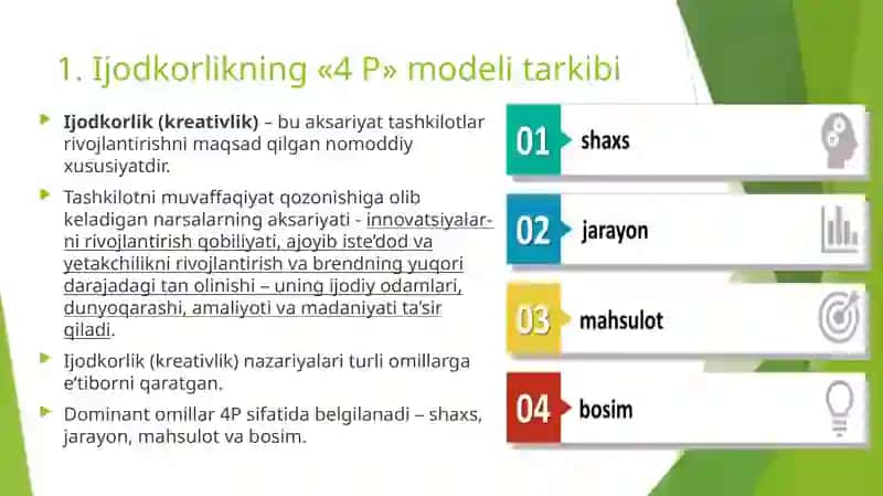 KREATIVLIKNING «4P» MODELI 3