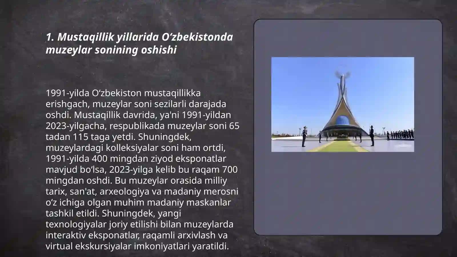 Mustaqillik yillarida Oʻzbekistonda muzeylar faoliyati 3