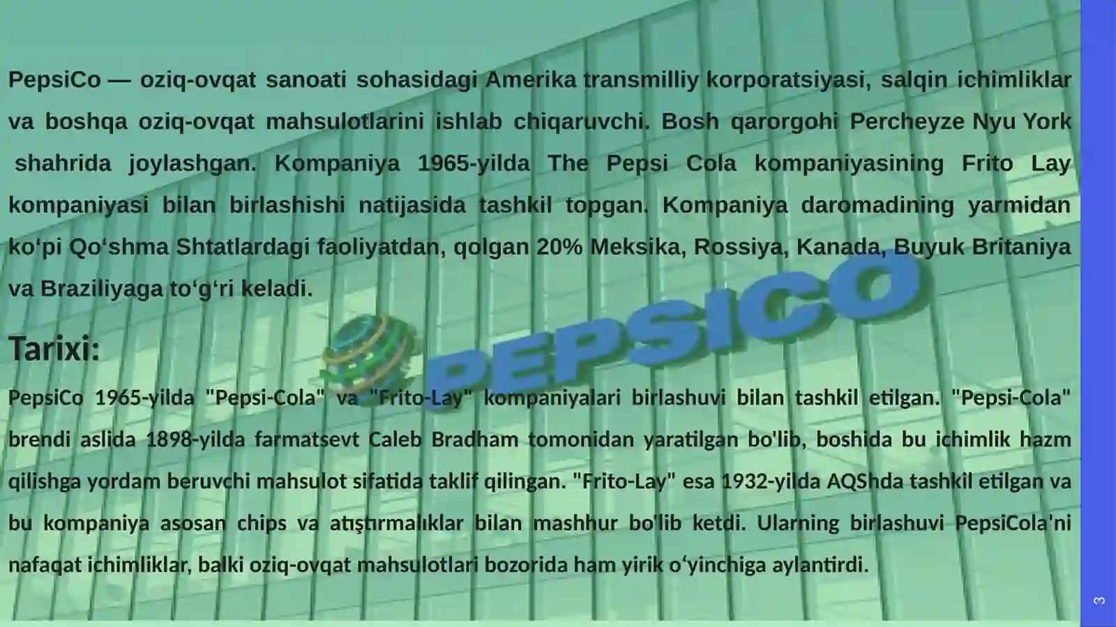 PEPSICO KOMPANIYASI HAQIDA 3