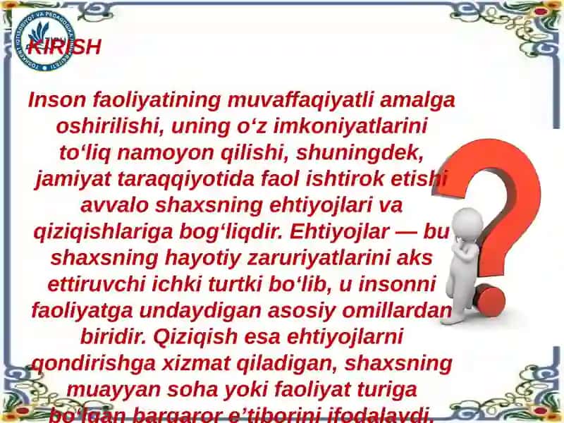 Ehtiyojlar va qiziqish 3