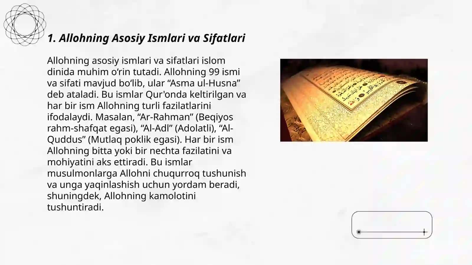 Allohning Asosiy Ismlari va Sifatlari 3
