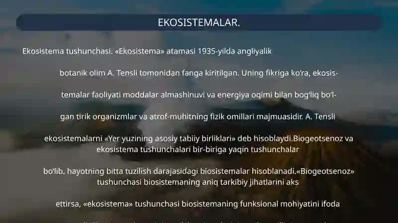 Ekosistemaning tarkibiy qismlari. 3