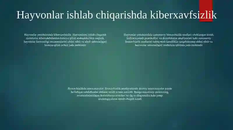 Bioxavfsizlikda Zamonaviy Usullarni Qo'Llash 3