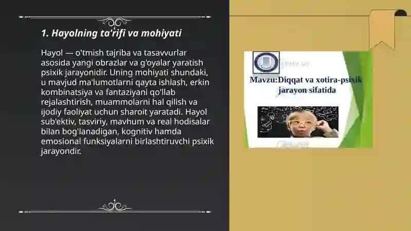Hayol psixik jarayon sifatida 3