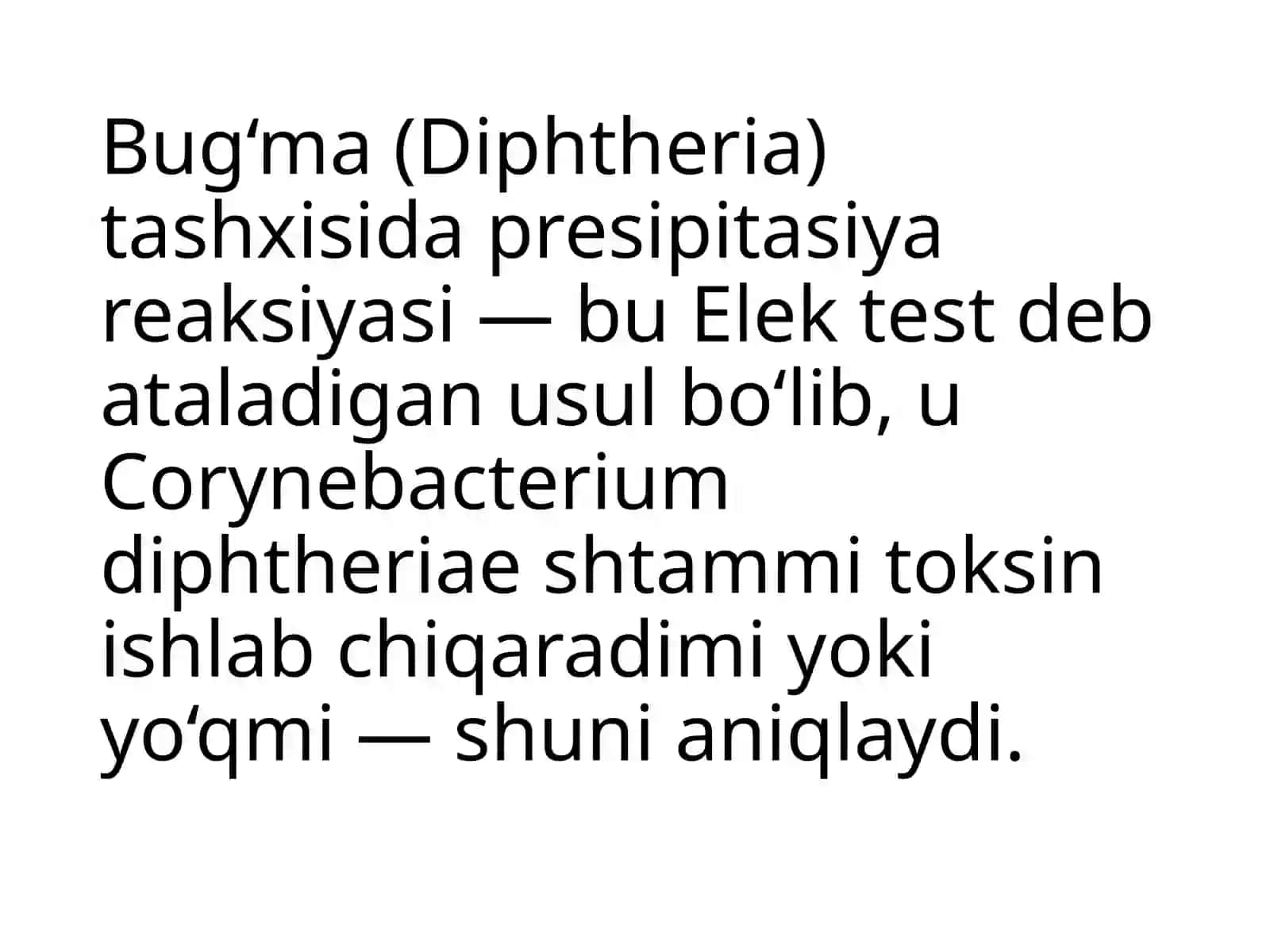 Bug‘ma kasalligida presipitasiya reaksiyasini qoʻyish va natijasini baholash 3
