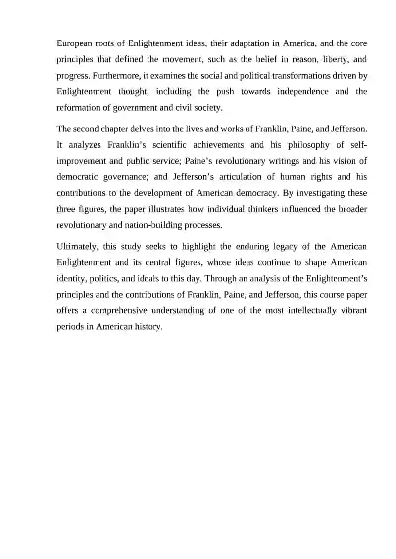 American Enlightenment Benjamin Franklin, Thomas Paine, and Thomas Jefferson 3