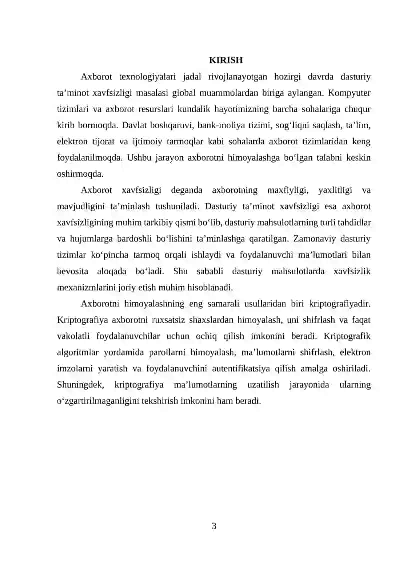 Java dasturlash tilida foydaniladigan kriptografik kutubxonalar bilan ishlash ko‘nikmasini shakllantirish 3