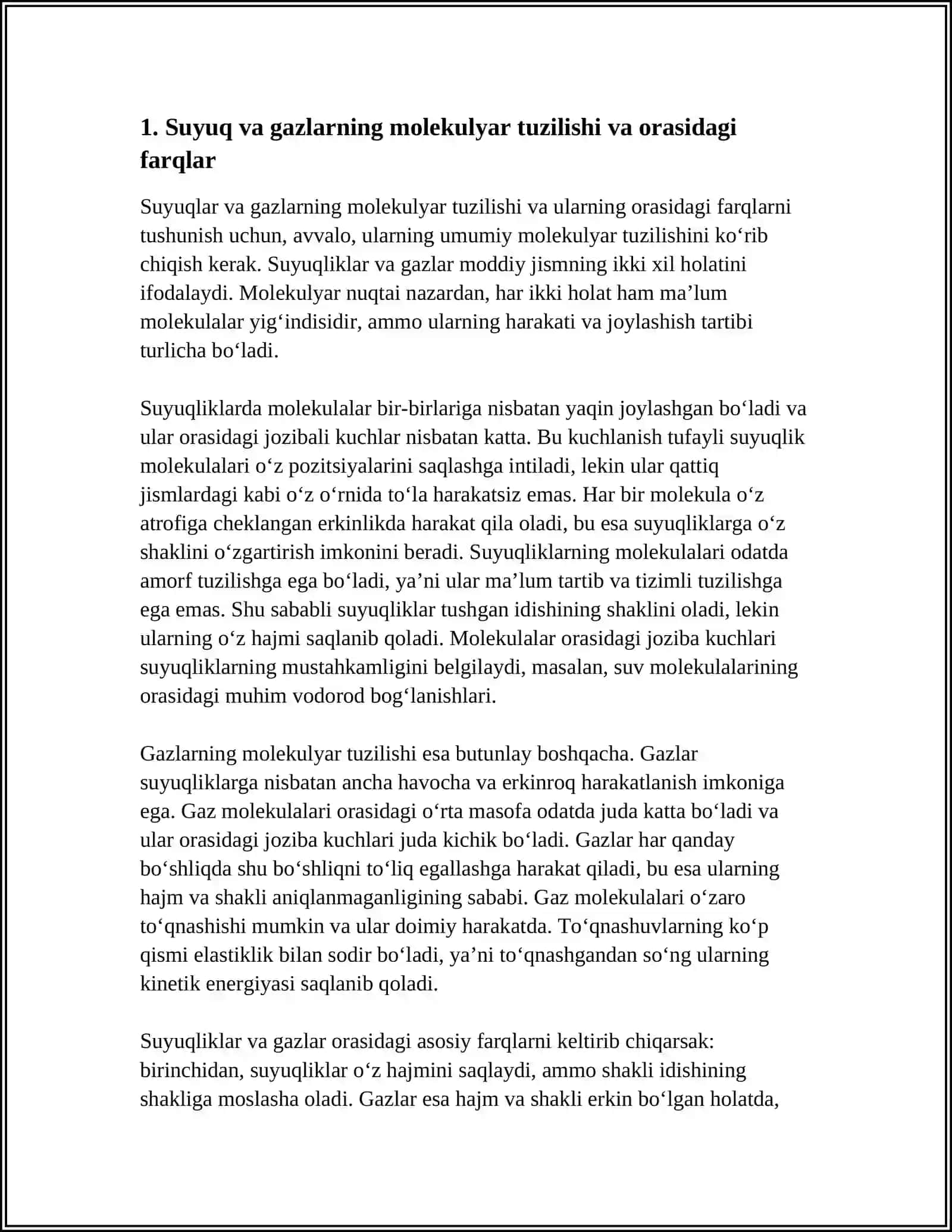 SUYUQLIK VA GAZLARNING UMUMIY XOSSALARI 3
