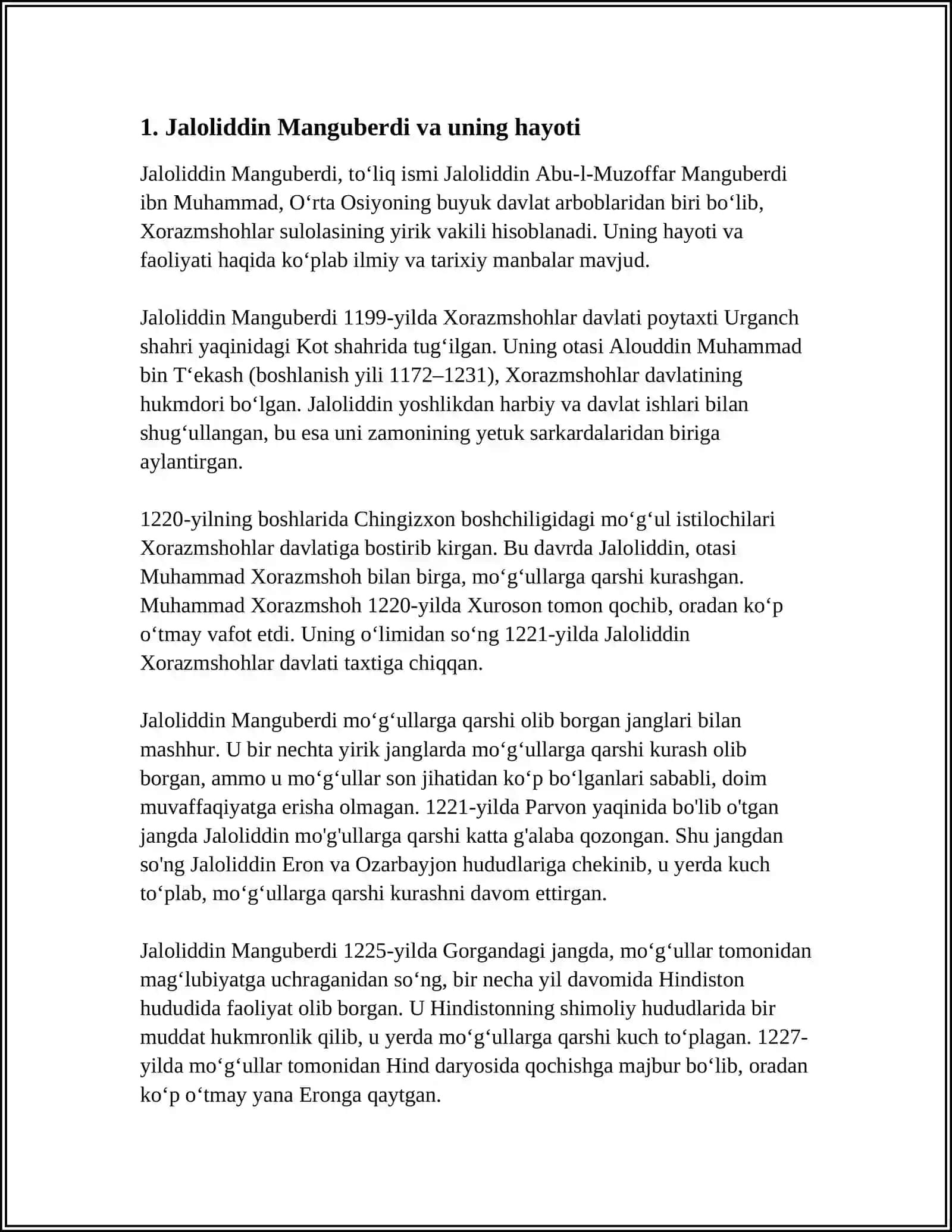 JALOLIDDIN MANGUBERDI -VATAN HIMOYACHISI 3