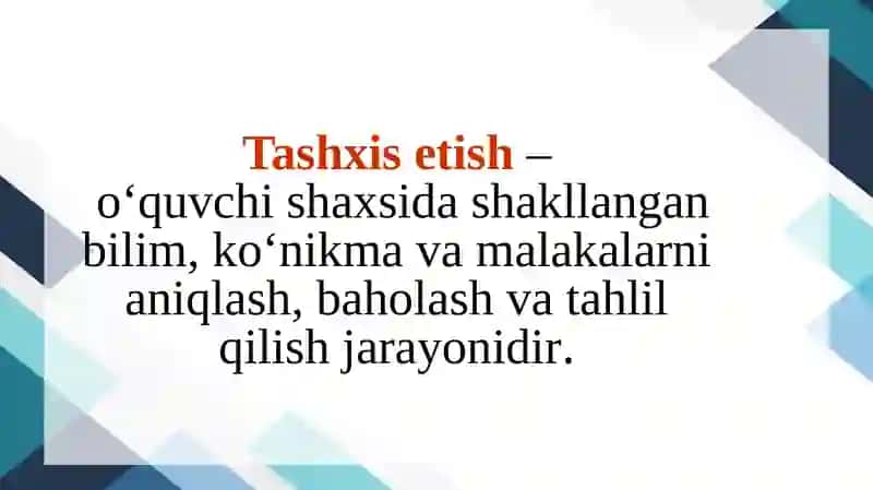 O’QUVCHILARNING BILIM,MALAKA, KO’NIKMALARINI TASHXIS ETISH 3
