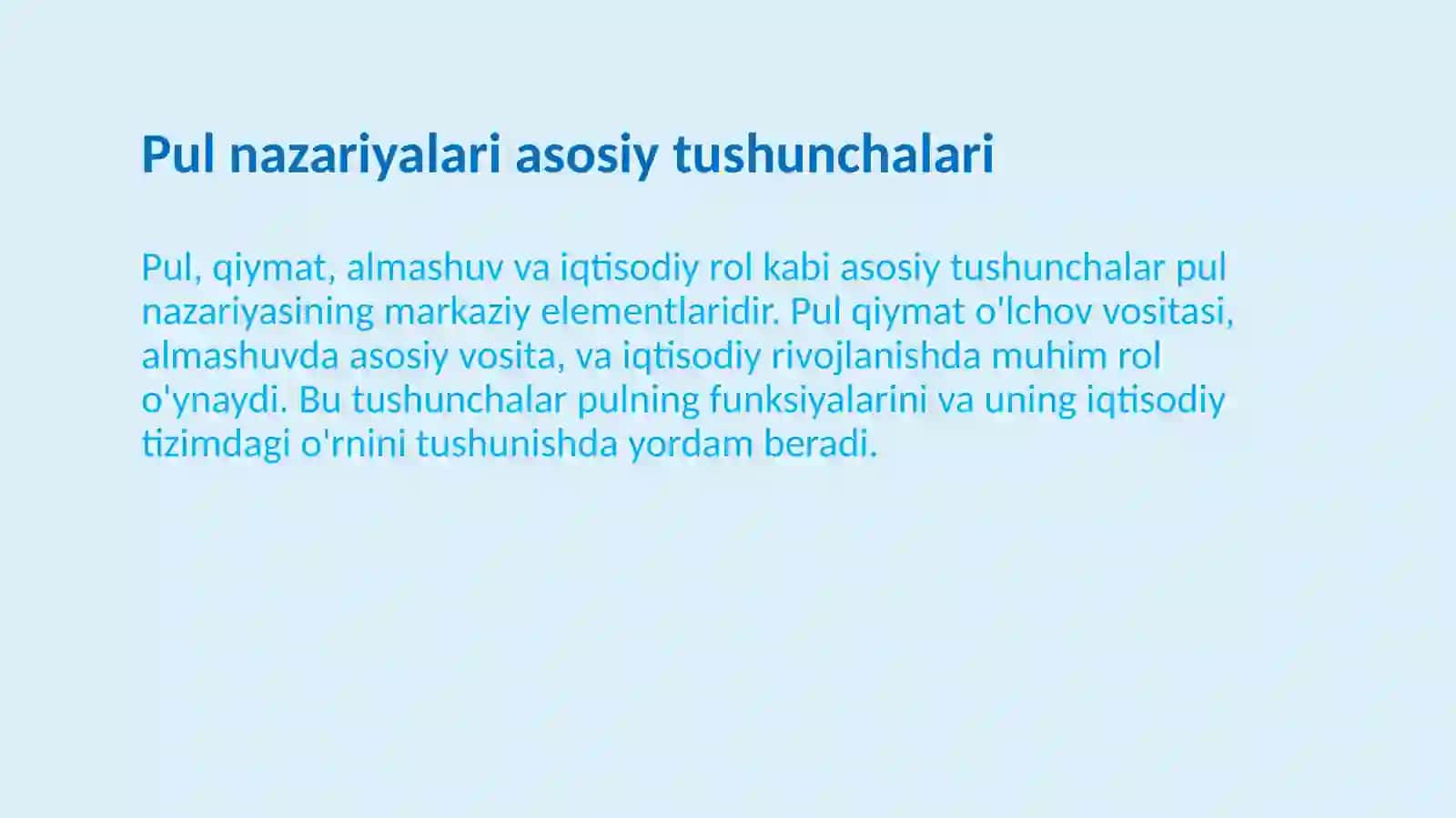 Pul nazariyalari 3