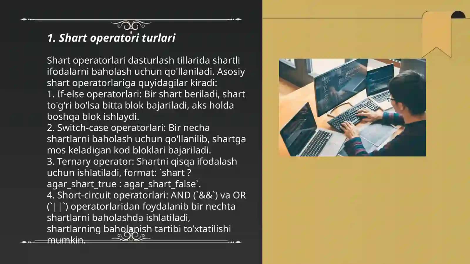 Tarmoqlanuvchi jarayonlarni dasturlash. SHart operatori 3