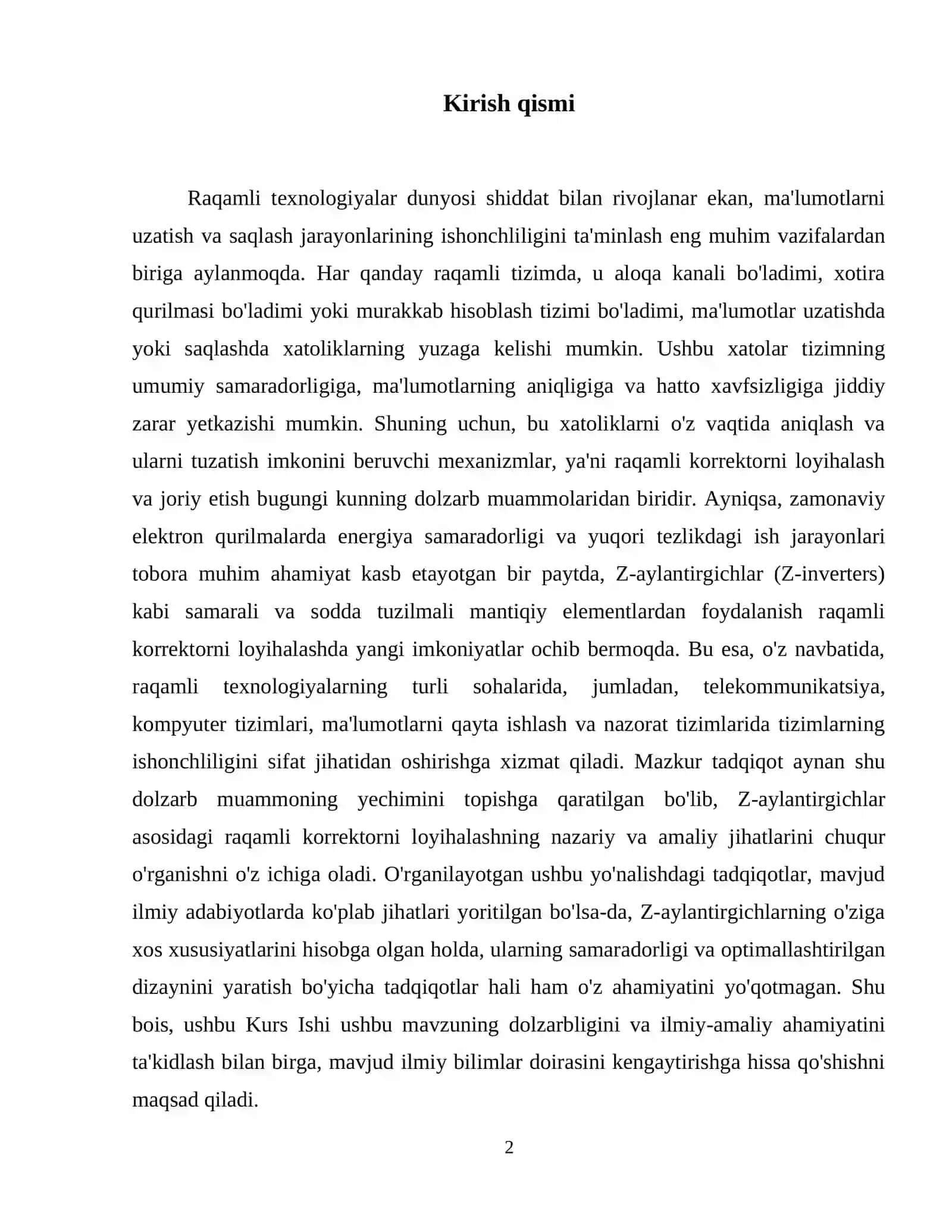 Raqamli korrektor loyihalash (Z-everterishlar bo‘yicha). 3