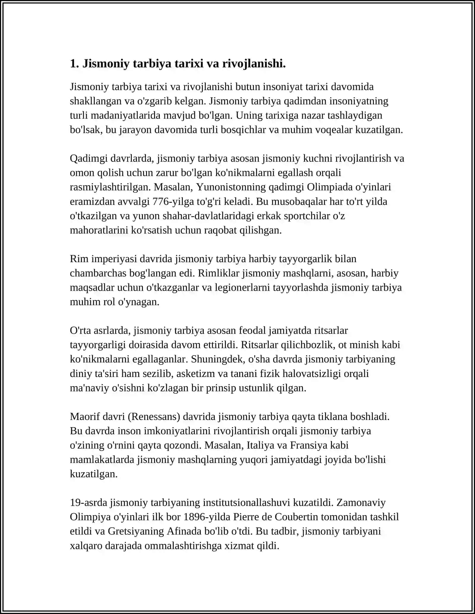Jismoniy tarbiya va olimpiya harakati tarixi haqida 3