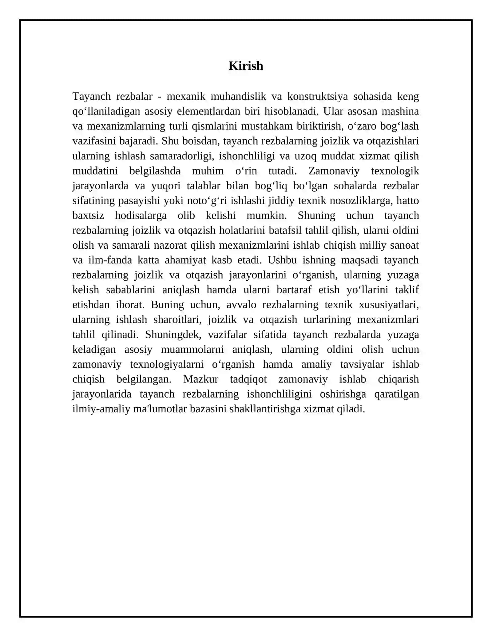 Tayanch rezbalarning joizlik va otqazishlari 3
