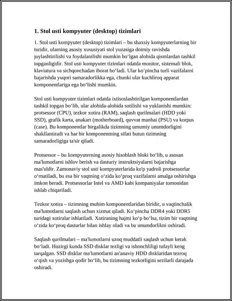 Stol usti kompyuter (desktop) tizimlari 3