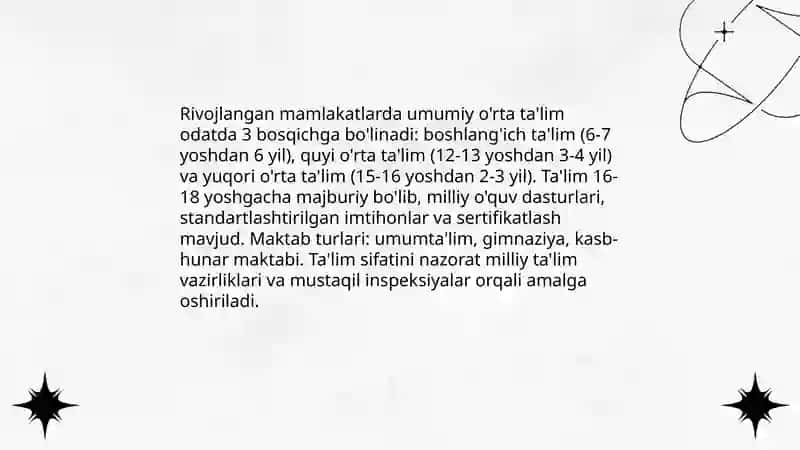 Rivojlangan mamlakatlar ta'lim tizimi 3