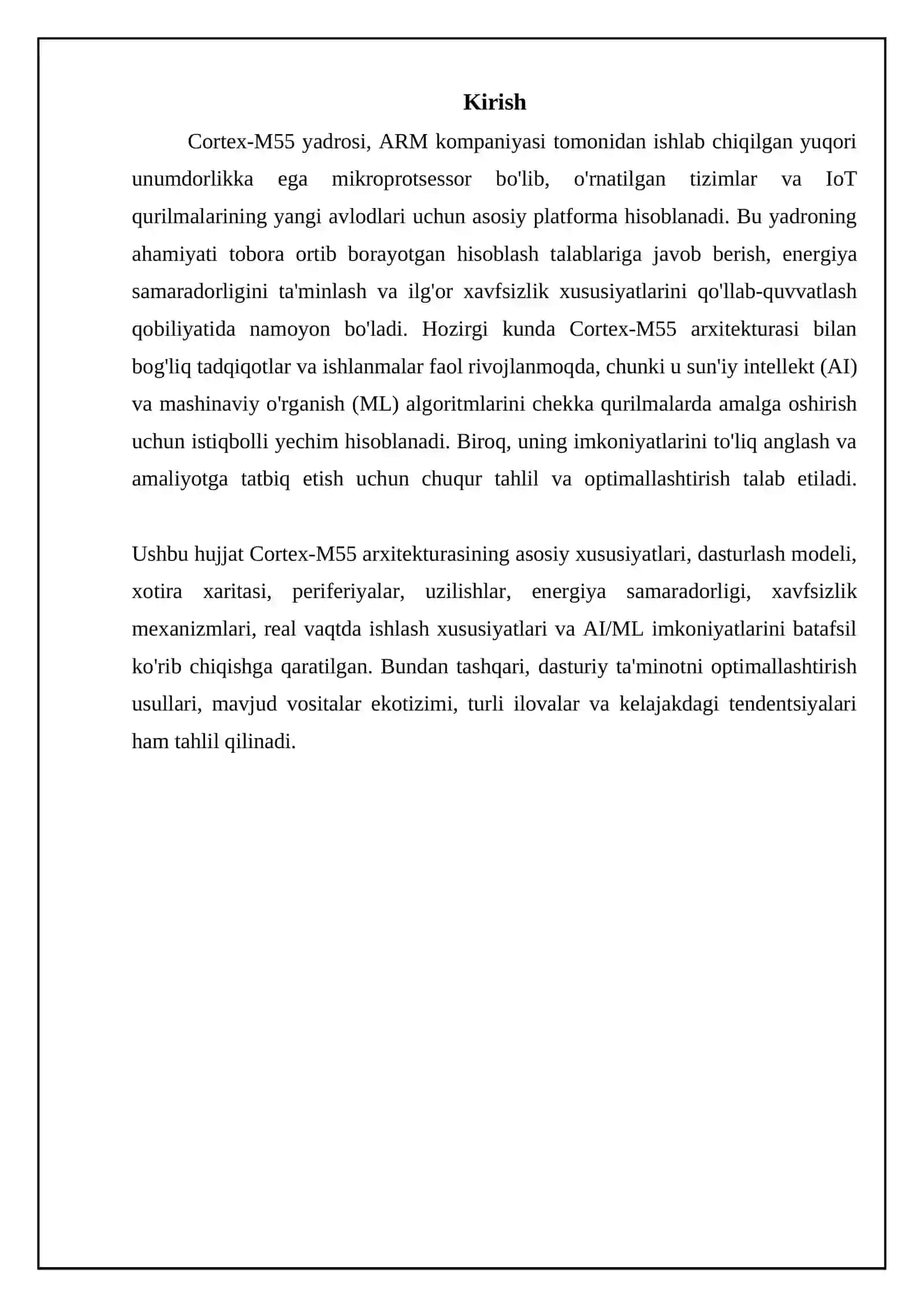 Cortex-M55: Asosiy xususiyatlar va arxitektura 3