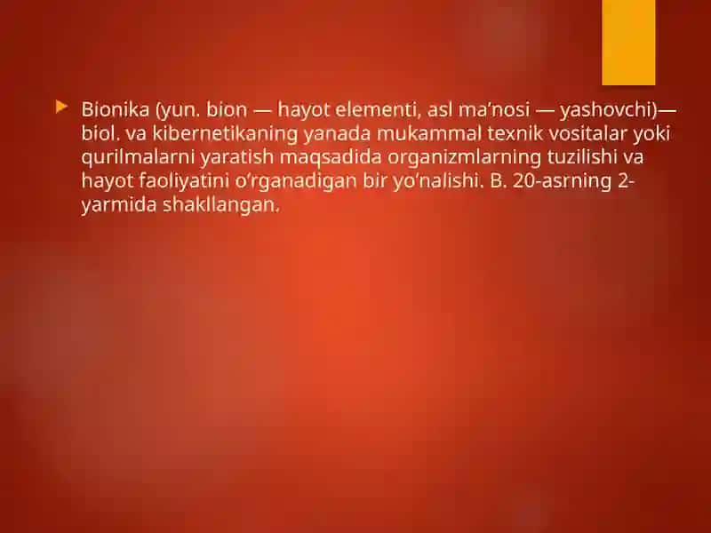Bionika asoslari va uni inson hayotidagi o’rni 3