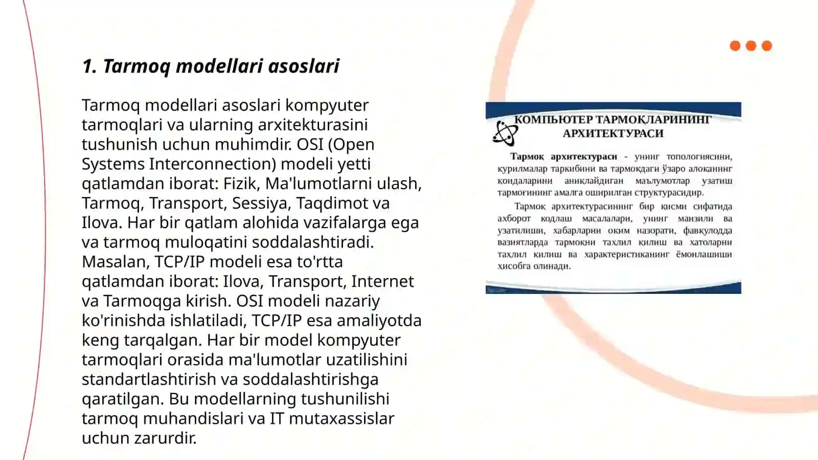 Tarmoq modellari asoslari 3