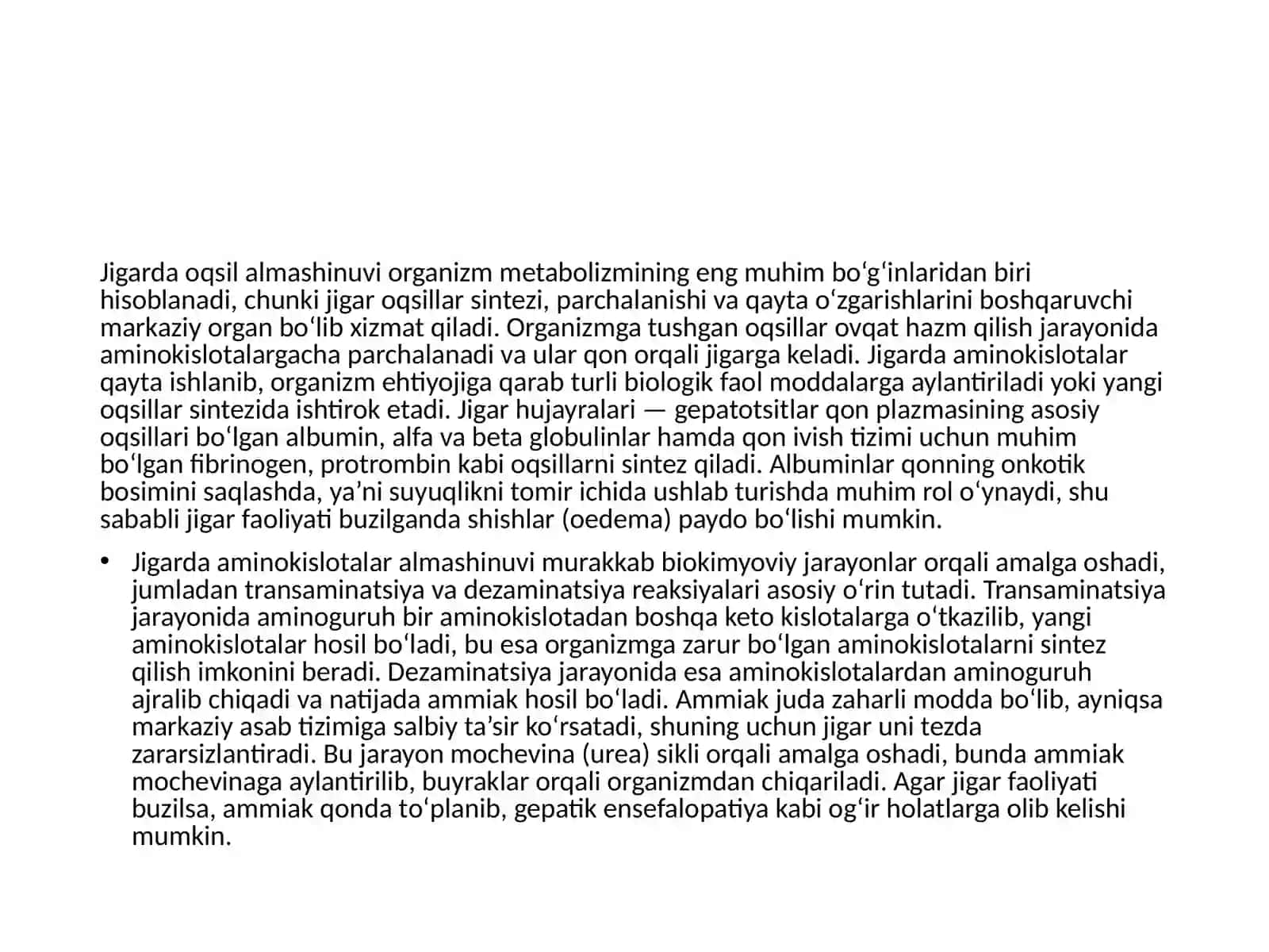 Jigarning oqsillar almashinuvidagi ahamiyati 3