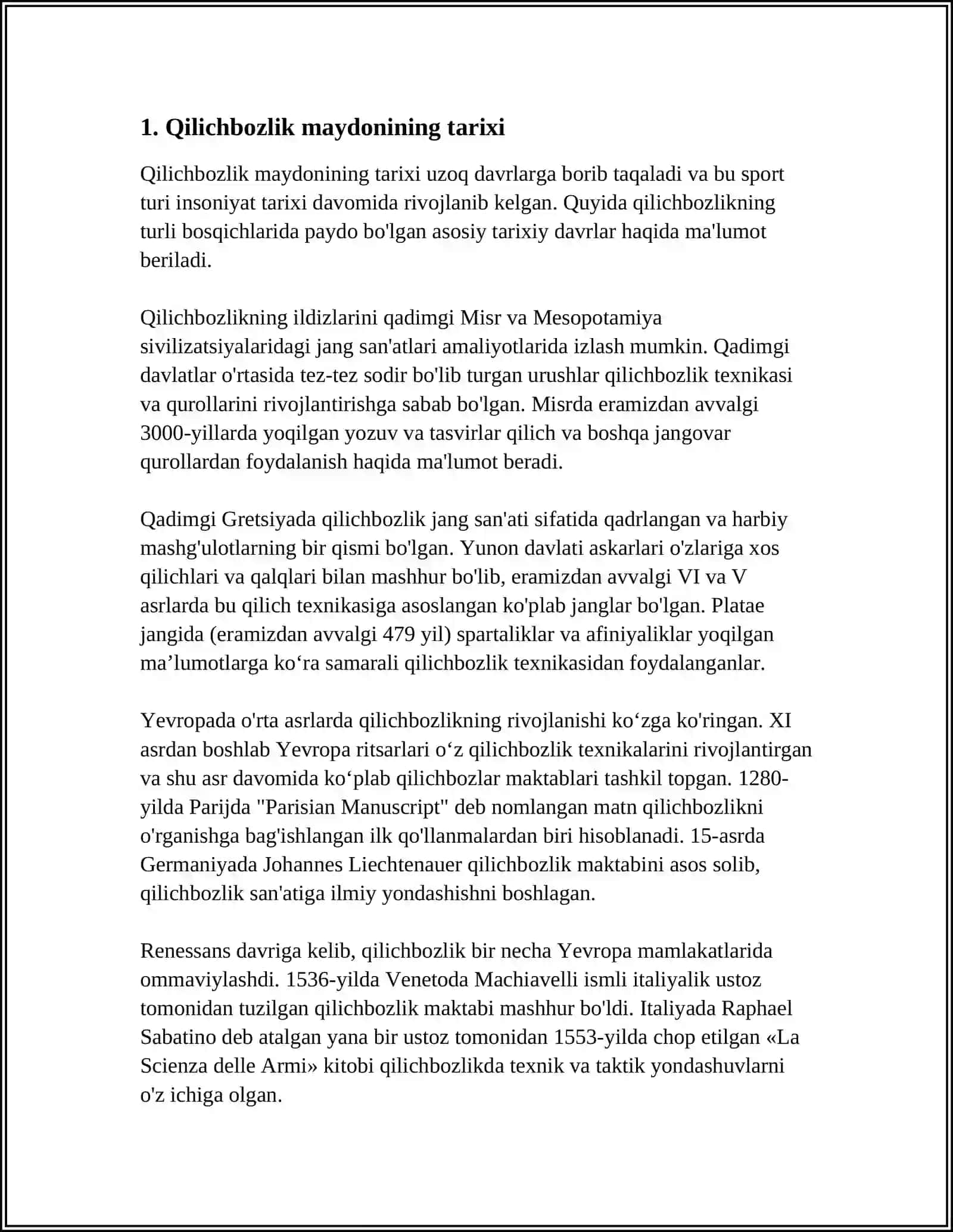 QILICHBOZLIK MAYDONI 3